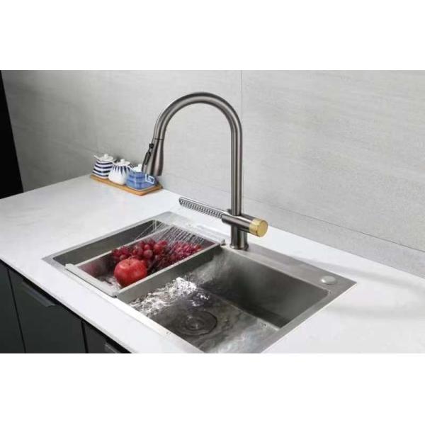 Modern Pull Down Stainless Steel Brushed Kitchen Sink Faucets with Ceramic Valve Core