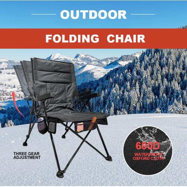 Portable Adjustable Folding Camping Chair Oxford Cloth Fabric Outdoors With Armrest