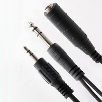 1M 2M 3M  Y Splitter Male to Female 6.35mm 3.5mm TRS Microphone Stereo Jack Audio Cable