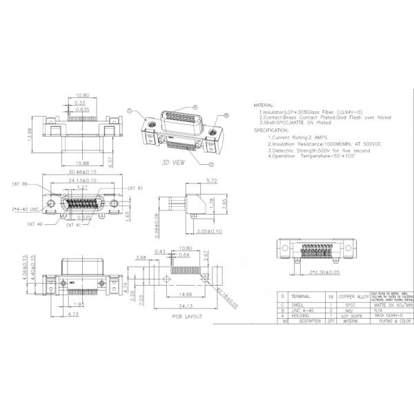 74960-3018 74960-3028 74960-3038 74960-3048 74960-3072 Connecteur de prise féminin