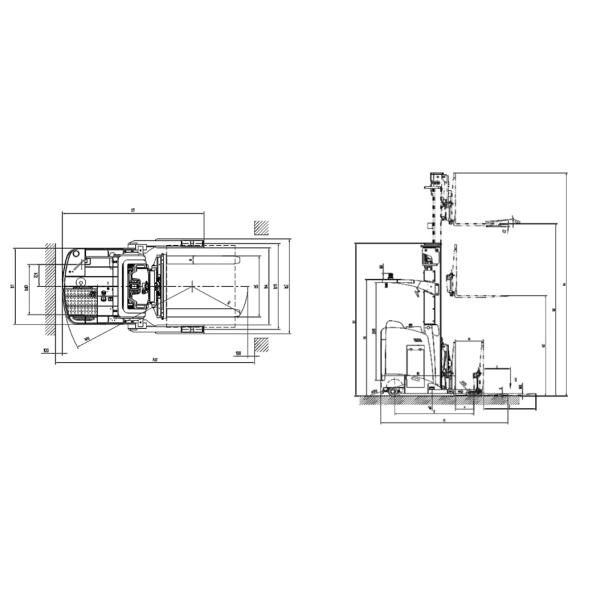 Forklift Electric Reach Truck Retractable Forks Seated On 1800kg Lifting 5000mm