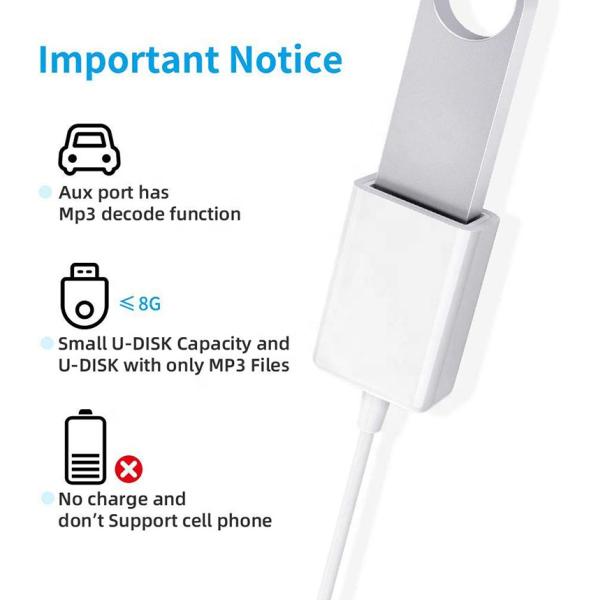 USB 2.0 Female to 3.5mm Jack 3 Poles AUX Converter Adapter for Car Audio Speaker