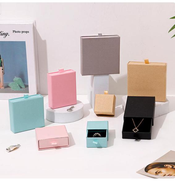 Custom Logo Sliding Drawer With Foam Tray Necklace And Bracelet Gift Box Jewelry Packaging Box