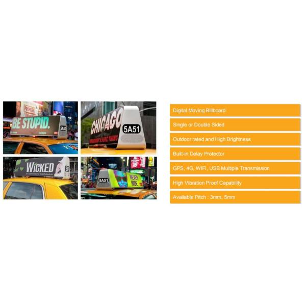 Digital Taxi Roof LED Advertising Billboards Waterproof Surpport USB/3G/4G/WIFI