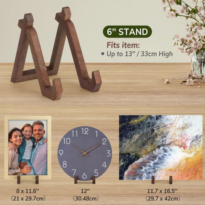 Wooden Picture Frame Pedestal Base Stand Antique Furniture Base Stand Kitchen Counter Solid Wood Cooking Recipe Display Stand
