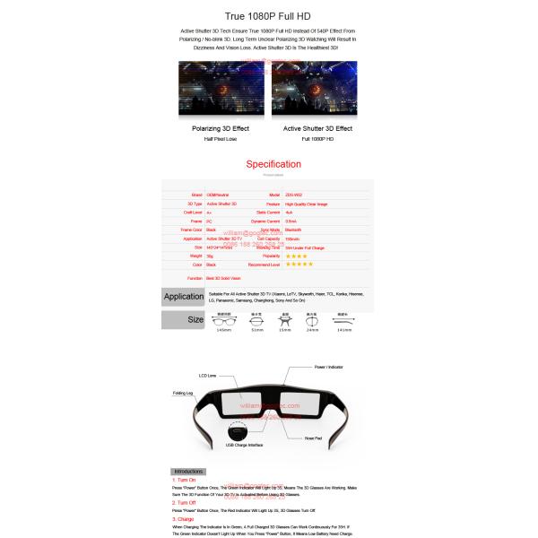 Active shutter 3D glasses bluetooth TV film vision movie buy LG Sony Samsung Pana theater1