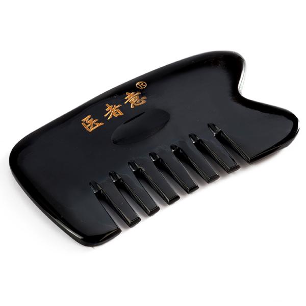 1 Year Shelf Life Natural Black Horn Comb Gua Sha Board Comb for Hair Loss Prevention