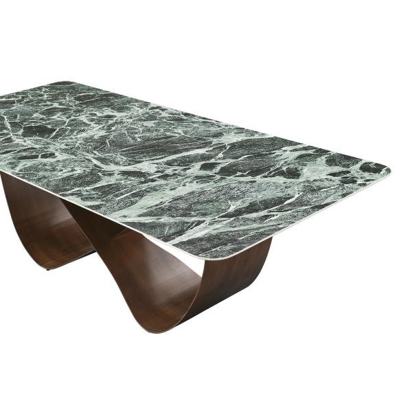 Classscal High Quality Ceramic Top Dining Room Table And Chairs Metal Base Furniture