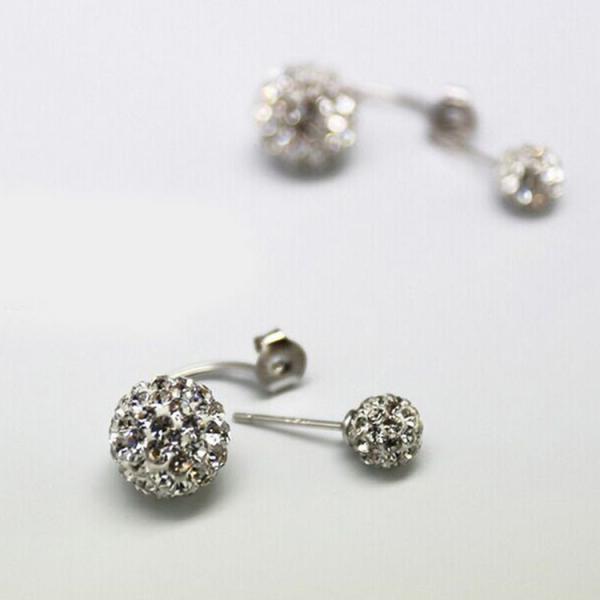Women Jewelry Double Ball  Rhinestone Crystal Stud Earrings(EEBALL02)