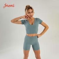 Ensembles sans couture RPET d'Activewear de gymnase de la séance d'entraînement à nervures des femmes