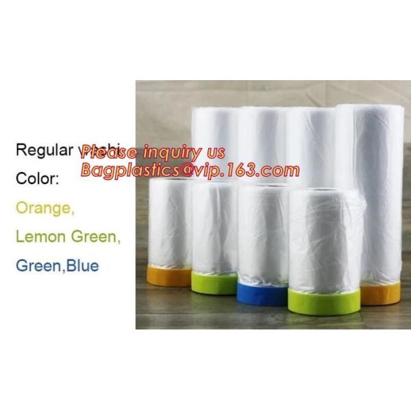 pre-taped paintable car masking film,auto paint solution HDPE masking film,1500*2300mm Masking Film Tape Roll Self Adhes