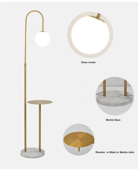 wireless charging marble wooden matel coffee table floor lamp bedside standing lighting glass shade USB bedside floor li