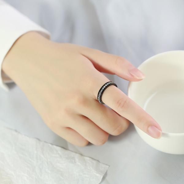 Anneaux en acier inoxydable en zirconium cube de 4 mm en or rose en or noir