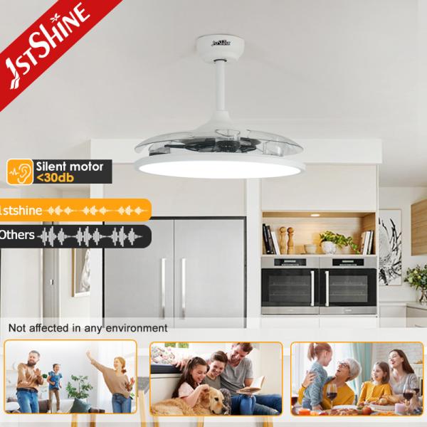 Economia de espaço Luz de ventilador de teto LED invisível com lâminas retráteis em estilo moderno