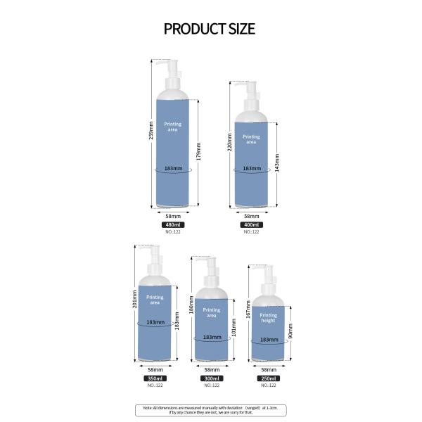 Custom PET Scrub Pump Body Wash Cosmetic Lotion Bottle  480ml 400ml