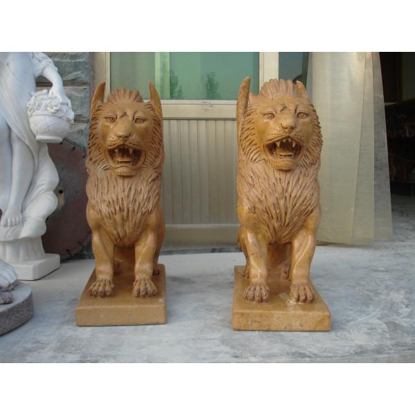 Granite Travertine Large Lion Statue Stone Carving Sculpture