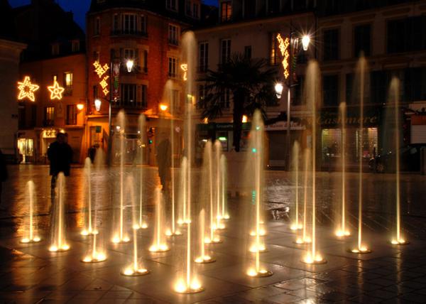 OEM Design Dry Floor Water Fountains With LED Underwater Lights 3D Images