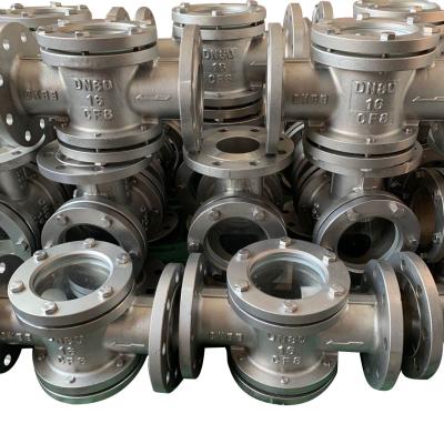 Valve Flange Sight Glass Ends SS304 Swing Type Pyrex With Flapper