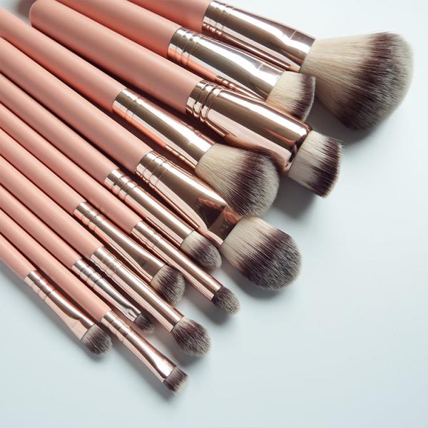 11PCS Pink Makeup Brush High Flexibility Synthetic Bristles Powder Foundation Brush
