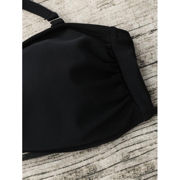 Sexy String Bikini Set Halter Swimsuit Backless Bathing Suit Women Solid Black Bikini Brazilian Biquini Push Up Swimwear