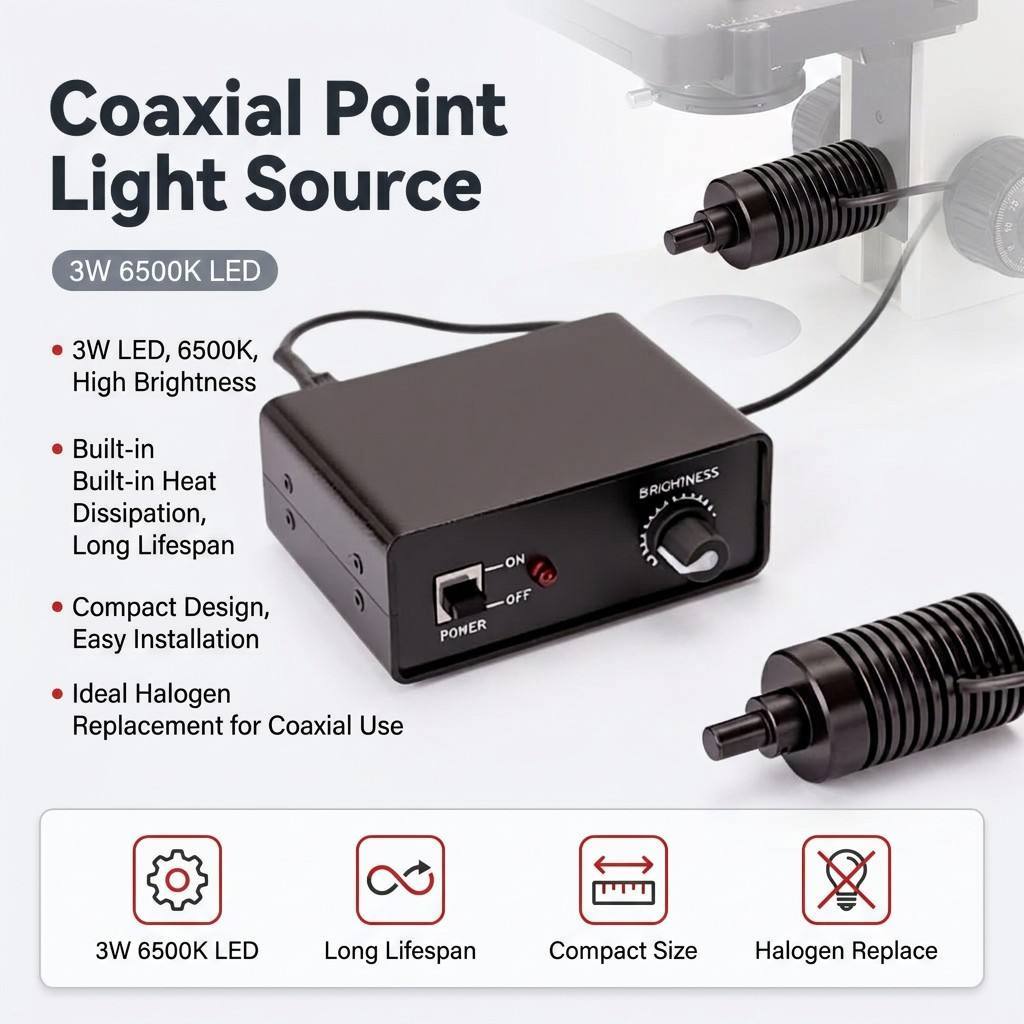 Supplier 3W 6500K Coaxial Point Light Source LED Adjustable Illumination for Lens Microscope Small Size MSS-A-DGY01