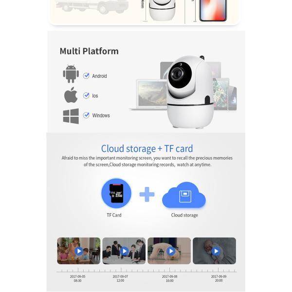 Full HD Night Vision Wifi Surveillance Camera 1080P Auto Tracking 9pcs IR leds