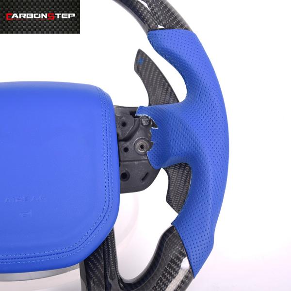 Blue Universial Fitment Land Rover Steering Wheel Carbon Fiber Standardized Size