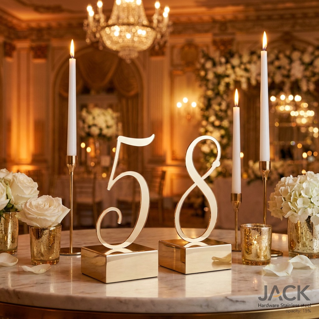 WENDING Gold Calligraphy Number Standees – Champagne Mirror Wedding Table Markers