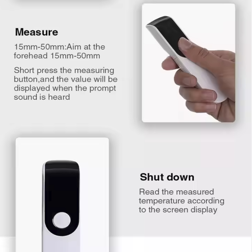 1 - 3cm Measuring Portable Body Infrared Thermometer With 3VDC Power Supply Fever Alarm