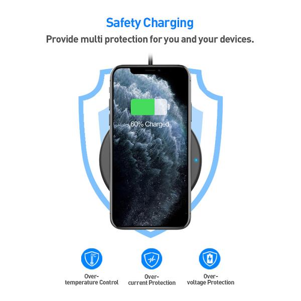 ABS 7mm 3 Coils Qi Wirelss Charging Pad , 10W Wireless Charging Phone Pad White