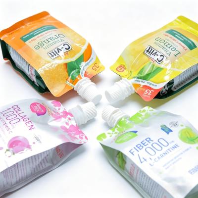 Biodegradeble Self Standing Liquid Pouch Vitamin Orange Lemon OEM Juice Packaging