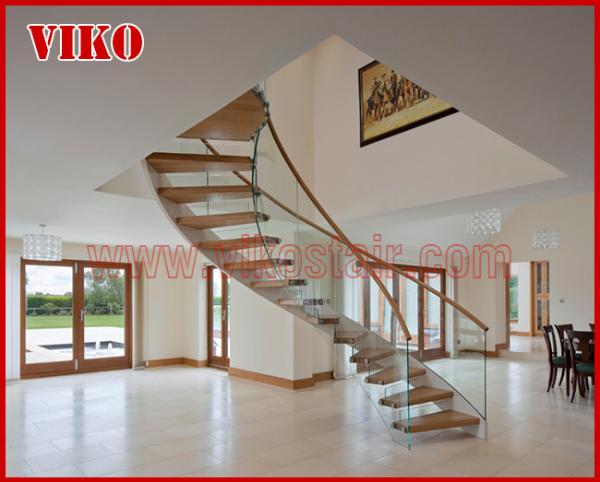 Floating Staircase VK36S Floating Stair Tempered GlassLED Light strip, Stringer: 5mm+5mm(Thickness), Dia 6mm Steel Cable
