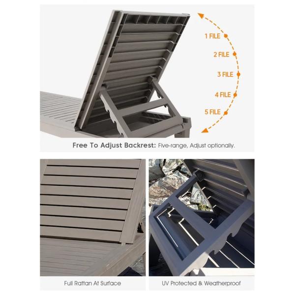 Outdoor Furniture Sun Bed for Swimming Pool Plastic Stackable Chaise Lounge Chair