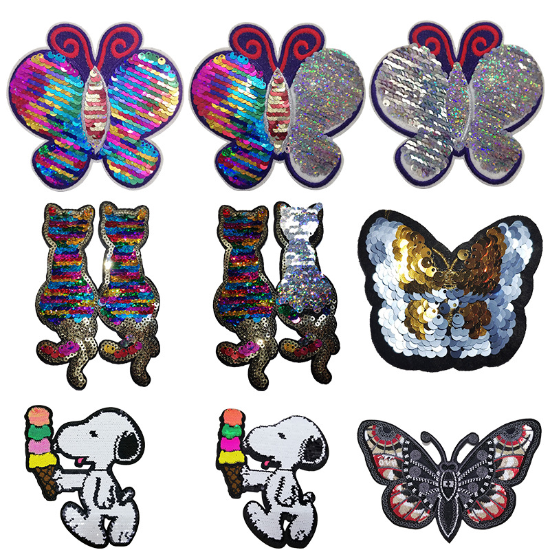 Customizable Mini Butterfly Sequin Embroidery Patches Handmade Design for Blouses and Clothing Customization