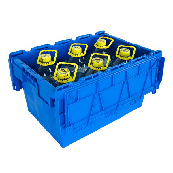 Transport Attached Lid Tote Container with Plastic Moving Crate in Customized Color