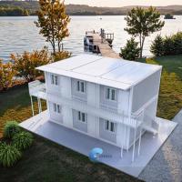 Maison Container Démontable Structure en Acier et Panneaux Muraux Facile à Assembler et à Transporter 50/75/100mm Panneau Sandwich EPS/Laine de Roche