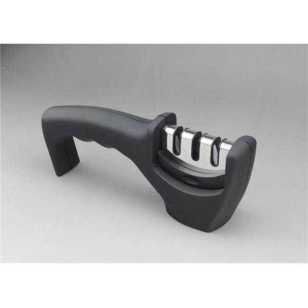 Black Color Kitchen Knife Sharpener With Rubber Painting For Ceramic Knife