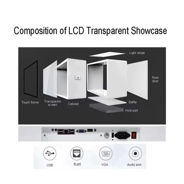 55 Inch interactive advertising Transparent LCD showcase price
