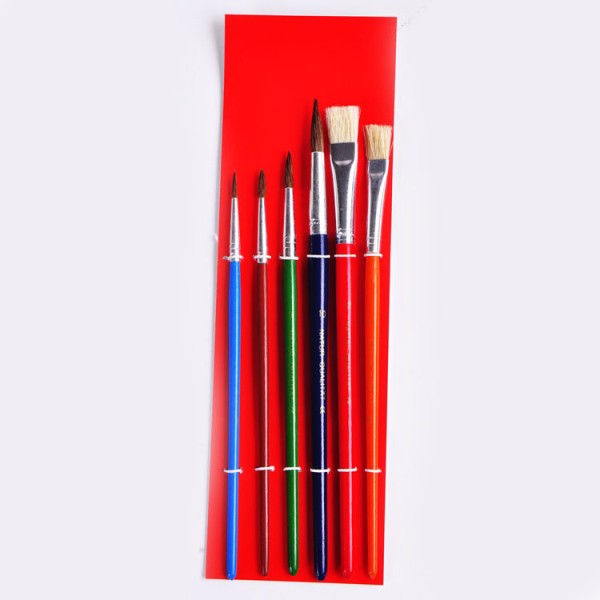 6pcs horse hair paper card with rope wood wholesale painting brush set
