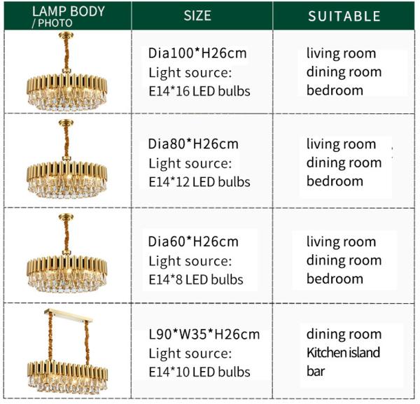 Luxury Gold Crystal Chandelier Kitchen Led Lamp roof decoration ceiling Lamp(WH-CY-230)