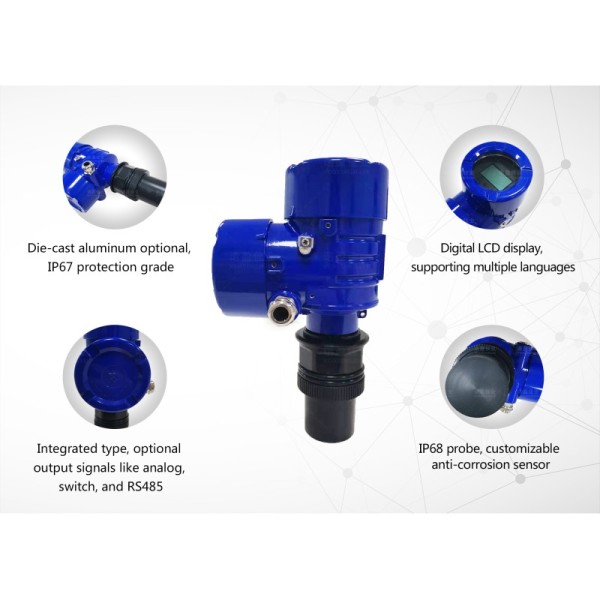 4-20mA NYCSUL-503 Ultrasonic Water Liquid Level Meter Sensor Non Contact Ultrasonic Level Sensor Transmitt