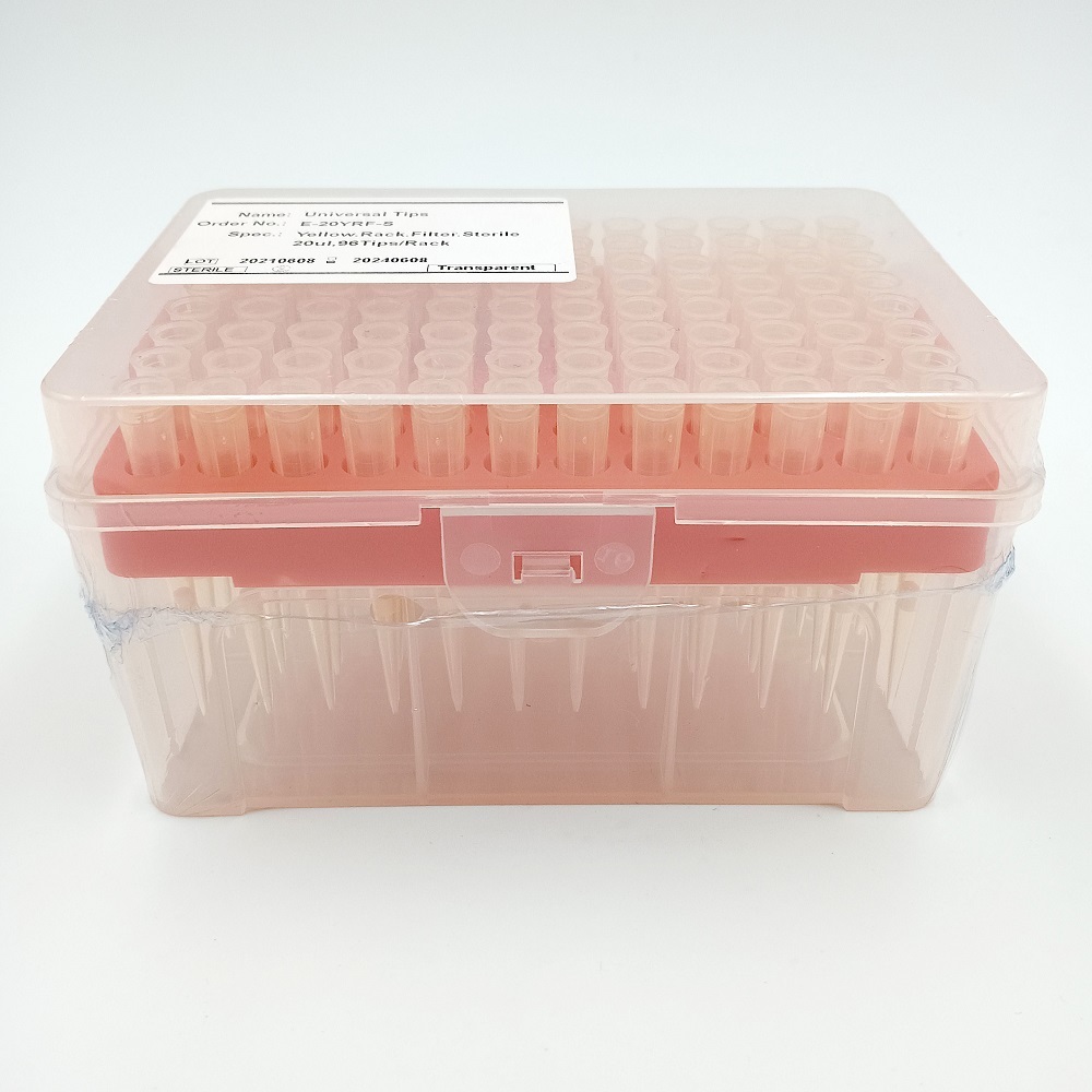 Sterile Enzyme-free 20ul PP/PE Micro Custom Filter Pipette Tips 96Pcs/Box for Laboratory Use