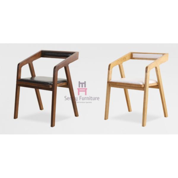 Geometry Oak Wood Upholstered Dining Chairs Commercial Wood Chairs 60 Degree Armrest