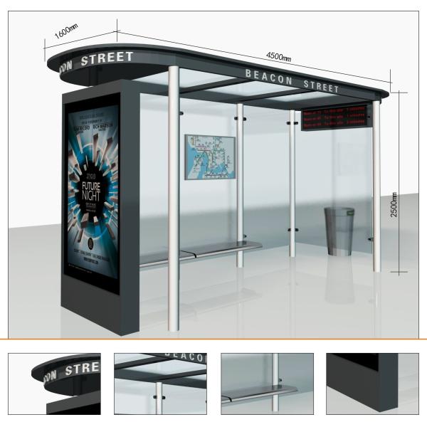 Outdoor Advertising 3m Cable IP65 Bus Stop Shelter