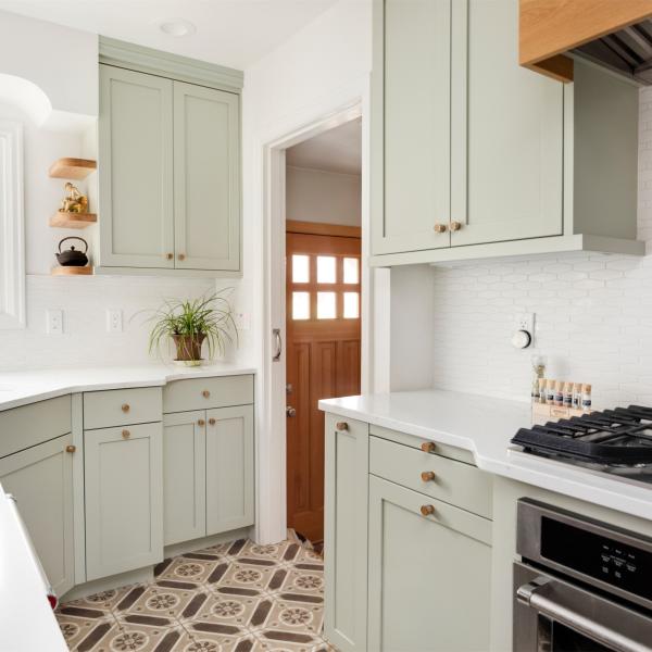Small Space Light Gray Lacquer Kitchen Cabinet Minimalist Kitchenette With Sink