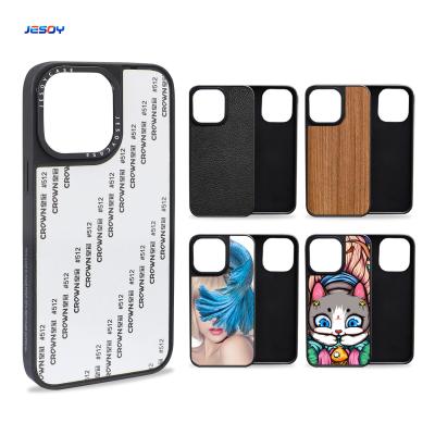 Matt Groove TPU PC Phone Case Inlay Leather Wood Shockproof For IPhone