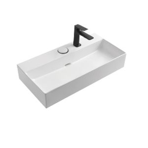 Rectangle Ceramic Wash Basin Small Vessel Sinks White Without Overflow