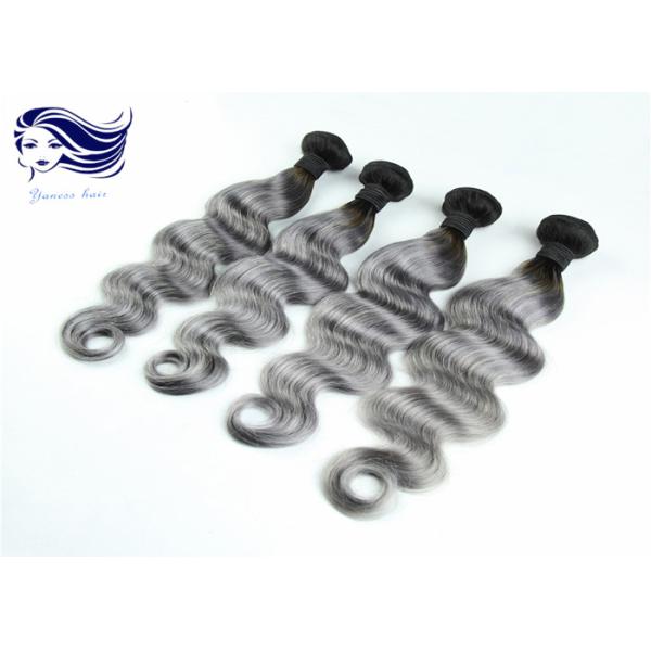 Серые покрашенные Ombre волосы объемной волны выдвижений человеческих волос бразильские