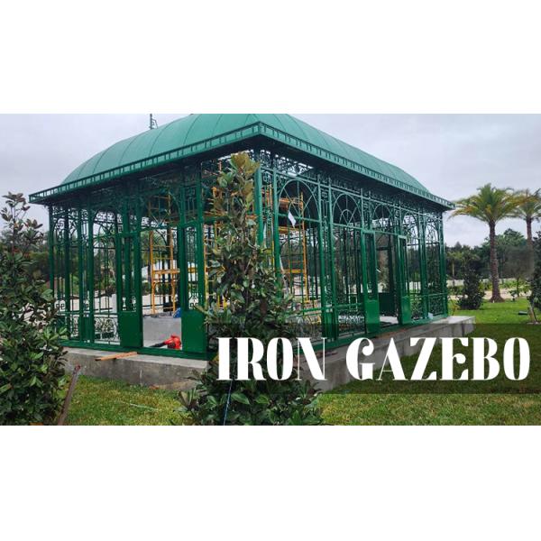 Movable Sunroom Wrought Iron Cast Iron Gazebo Metal Green House Safely Reinforced Large Outdoor Wedding
