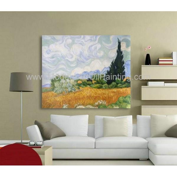 Handmade Vincent Van Gogh Oil Paintings Reproduction Wheat Field with Cypresses
